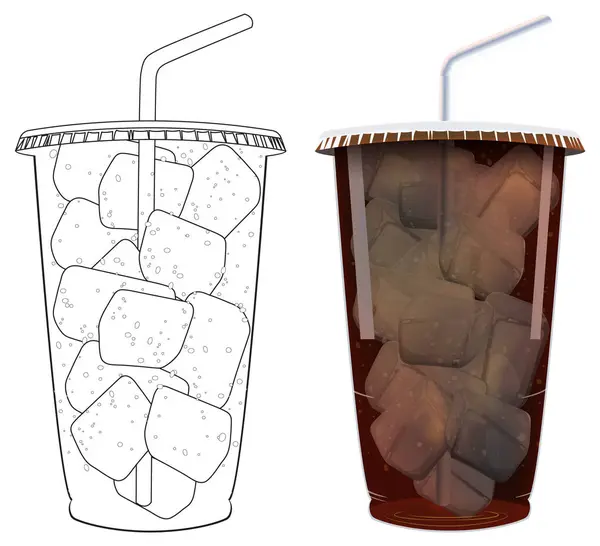 Векторная Иллюстрация Освежающего Напитка Льдом — стоковый вектор