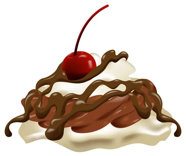 Illustration Vectorielle Une Cerise Sur Dessert Chocolat Vecteurs De Stock Libres De Droits