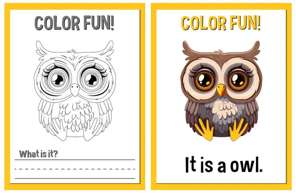 stock vector Coloring and educational activity with cute owl