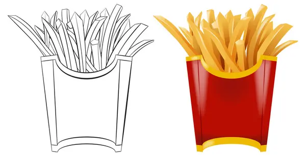 Vector Illustration Two Servings Fries Royalty Free Stock Vectors