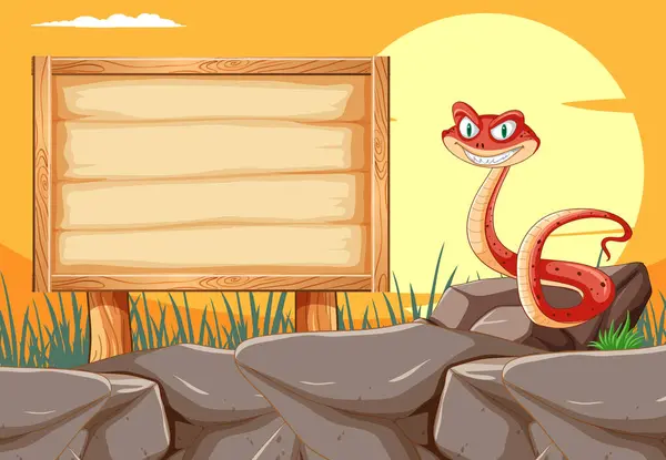 Cartoon Snake Blank Wooden Sign Royalty Free Stock Illustrations