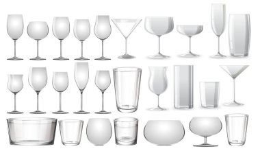 Çeşitli cam tiplerinin vektör illüstrasyonu