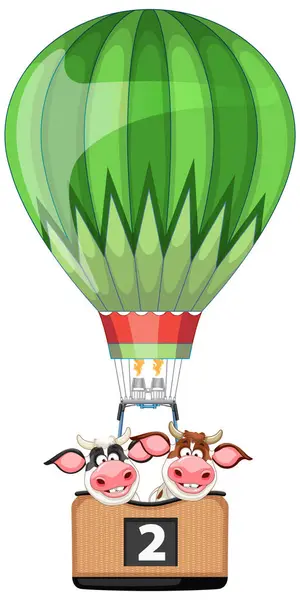 Dua Sapi Menikmati Penerbangan Balon Yang Indah Stok Vektor