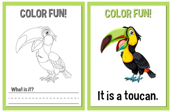 Coloring Learning Activity Toucan Stock Vektory