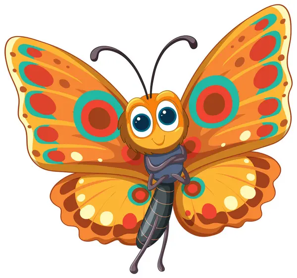 Vibrant Vector Cheerful Butterfly Character Stock Illustration