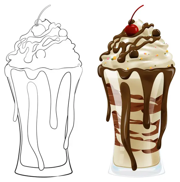 Векторная Иллюстрация Шоколадного Мороженого Вишней Лицензионные Стоковые Векторы