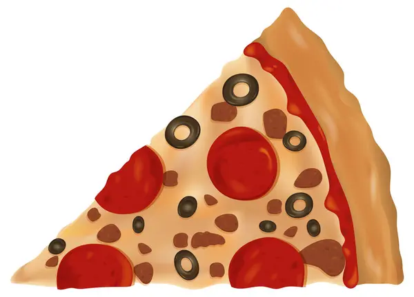 Vector Illustration Tasty Pepperoni Pizza Slice Rechtenvrije Stockillustraties