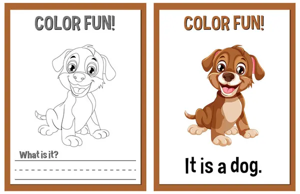 Coloring Book Pages Cartoon Dog Illustrations Vectori de stoc fără drepturi de autor