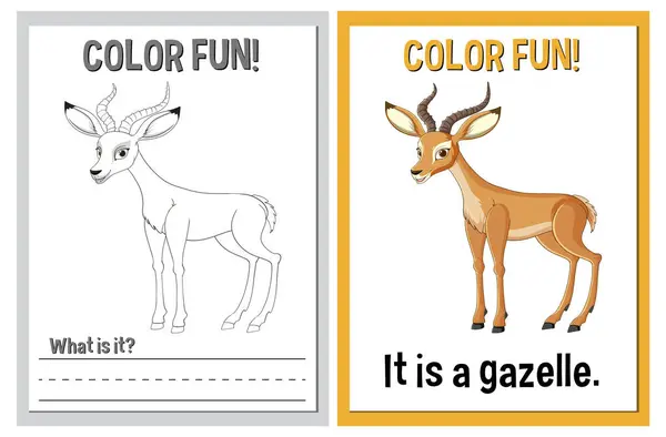 Colorir Aprender Atividade Com Uma Gazela Ilustrações De Stock Royalty-Free