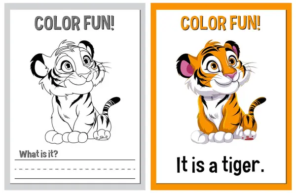 stock vector Coloring book pages with tiger illustrations
