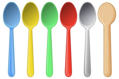 Üst üste renkli kaşıkların çeşitliliği
