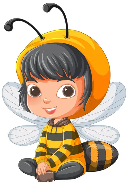 Vector Illustration Child Bee Costume Stok Illüstrasyon