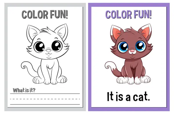 stock vector Coloring book pages featuring adorable cats