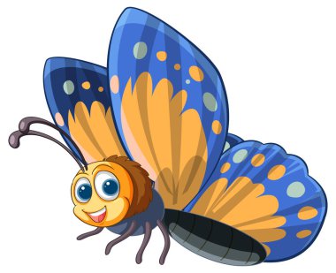 Canlı, neşeli çizgi film kelebeği kocaman gözleri var.