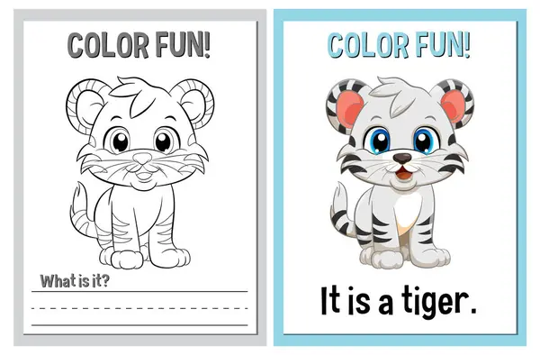 Coloring Book Pages Cute Tiger Illustration Лицензионные Стоковые Иллюстрации