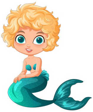 Şirin bir deniz kızının vektör çizimi