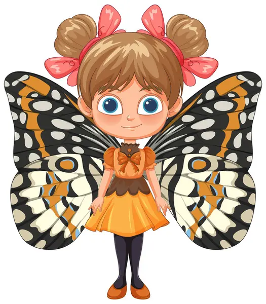 Cute Child Dressed Colorful Butterfly Стоковая Иллюстрация