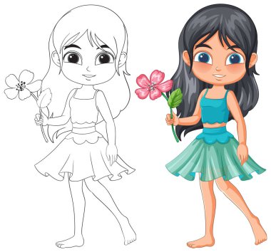 Pembe çiçekli bir kız