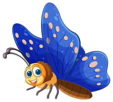 Mavi kanatlı, mutlu bir kelebek