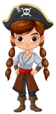 Genç bir kadın korsanın vektör çizimi