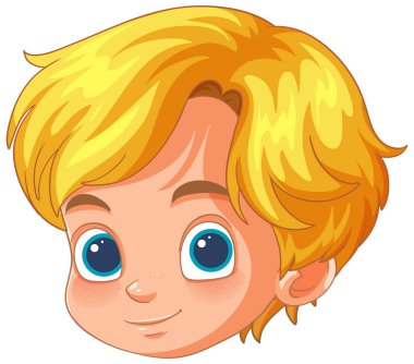 Mutlu, mavi gözlü bir çocuğun vektör çizimi