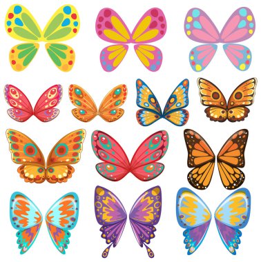Tarzlanmış kelebek çizimlerinin canlı koleksiyonu