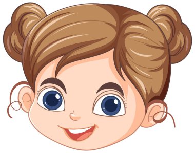 Mutlu bir genç kızın yüzünün vektör çizimi