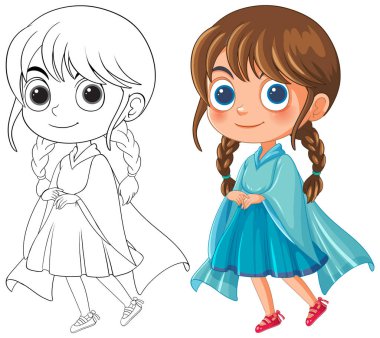 Kelebek kanatlı bir kızın vektör çizimi