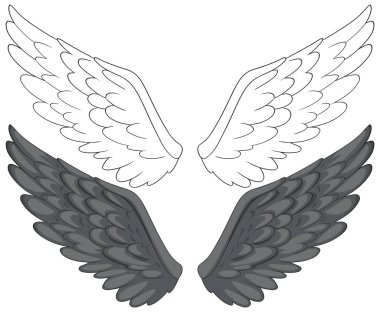 Karşıt melek ve şeytani kanatların vektör çizimi