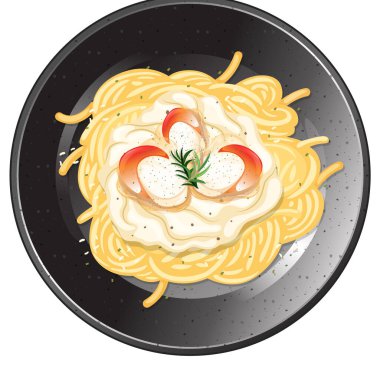 Krem soslu ve domatesli spagetti.