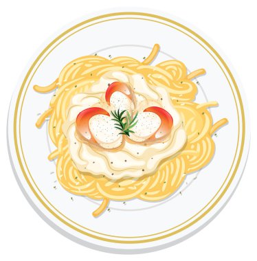 Krema soslu bir tabak spagetti.