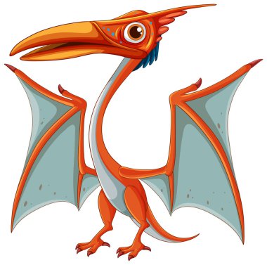 Ayrıntılı kanatlara sahip parlak renkli pterodactyl