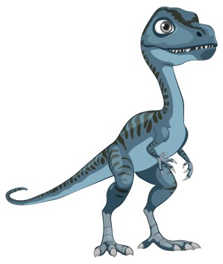 Çizgili ve büyük gözlü şirin mavi dinozor.