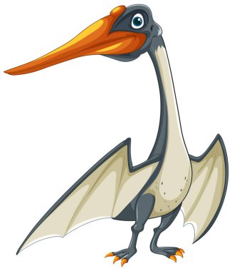 Büyük gagalı ve kanatlı şirin bir Pterosaur.