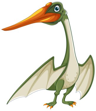 Büyük kanatları ve gagası olan renkli pterodactyl.