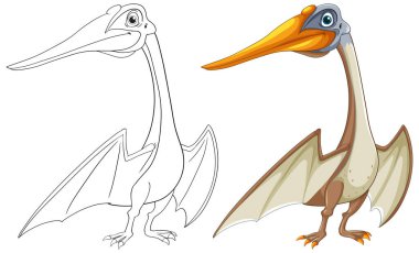 Renk ve özet olarak bir dinozorun vektörü