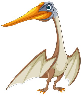 Büyük gagalı ve kanatlı şirin pterodactyl.