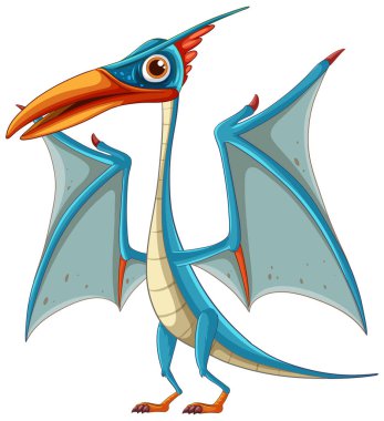 Canlı, canlı, mavi kanatlı bir Pterosaur.