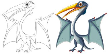 Uçan bir dinozorun ayrıntılı vektörü