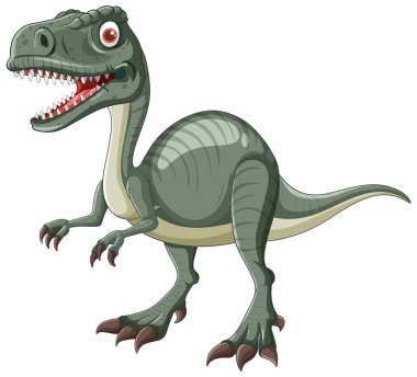 Keskin dişleri ve pençeleri olan yeşil dinozor.
