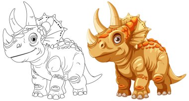Renkli ve özet sürümlü sevimli triceratops