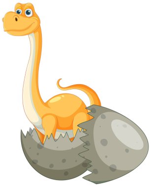 Kırık yumurtadan çıkan sevimli dinozor.