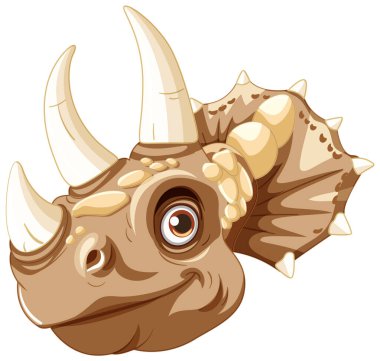 Smiling triceratops with detailed horns and scales clipart