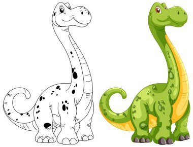 Renkli ve özet versiyonlu sevimli bir dinozor.