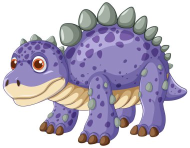 Sivri uçları ve benekleri olan sevimli mor dinozor.