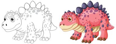 Renkli ve özet versiyonlu sevimli bir dinozor.