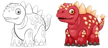 Renkli ve özet versiyonlu sevimli bir dinozor.