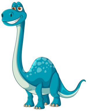 Uzun boyunlu mutlu mavi dinozor