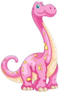 Uzun boyunlu sevimli pembe dinozor.