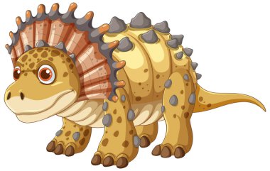 Renkli fırfırları ve çivileri olan sevimli bir dinozor.